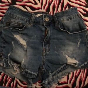 High wasted distressed jeans shorts
